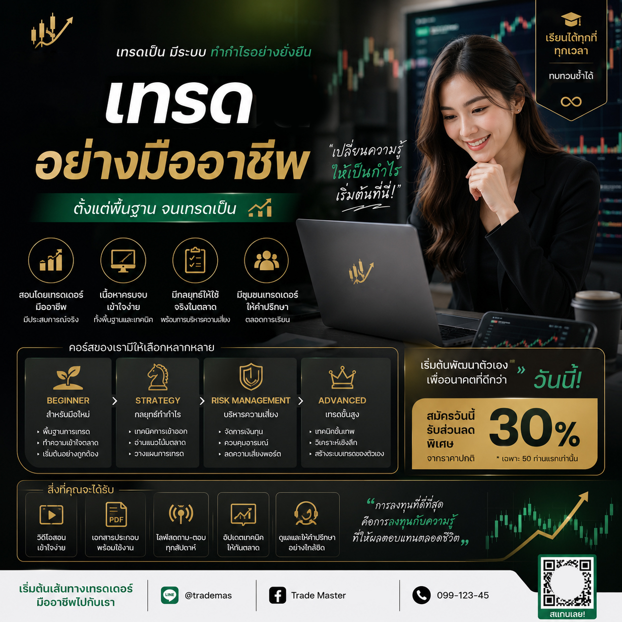 ผลงานออกแบบโฆษณาคอร์สเรียนด้านการเทรด
